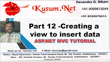 Part 12|| Creating a view to insert data || ASP.NET MVC TUTORIAL FOR BEGINNERS|| LEARN MVC