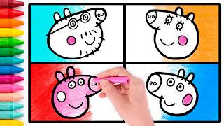 Día de La Familia 💖🌈🐷 Dibuja y Colorea a PEPPA PIG y su FAMILIA