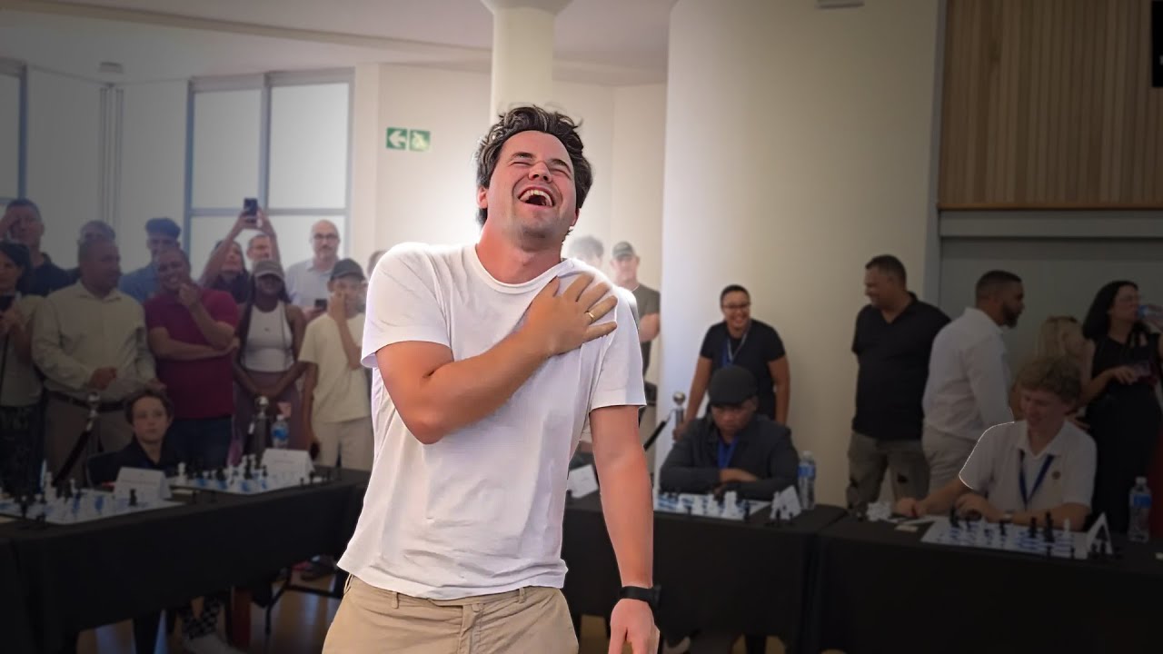 You won't see Magnus Carlsen laughing like this EVER | Simul in Cape Town