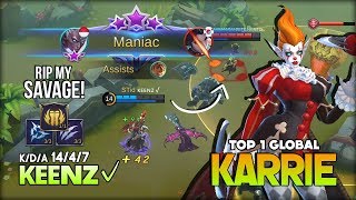 Jester RIP Savage! ᴋᴇᴇɴᴢ✓ Top 1 Global Karrie ft G Bi.eM Top 1 Global S10 ~ Mobile Legends