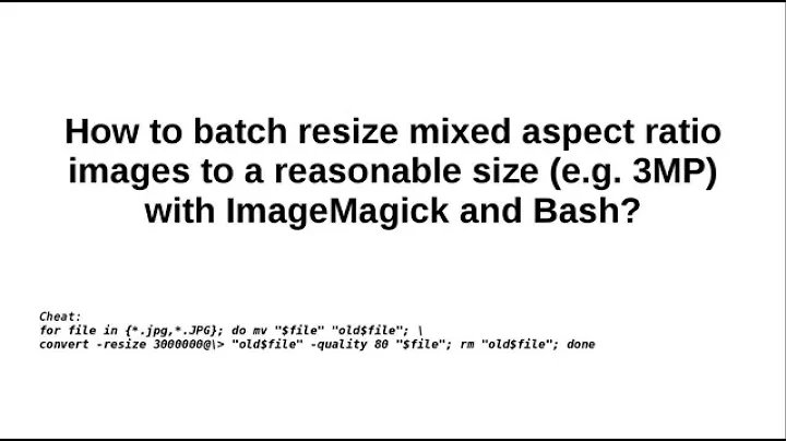 Batch resize big images with ImageMagick to 3MP in Bash