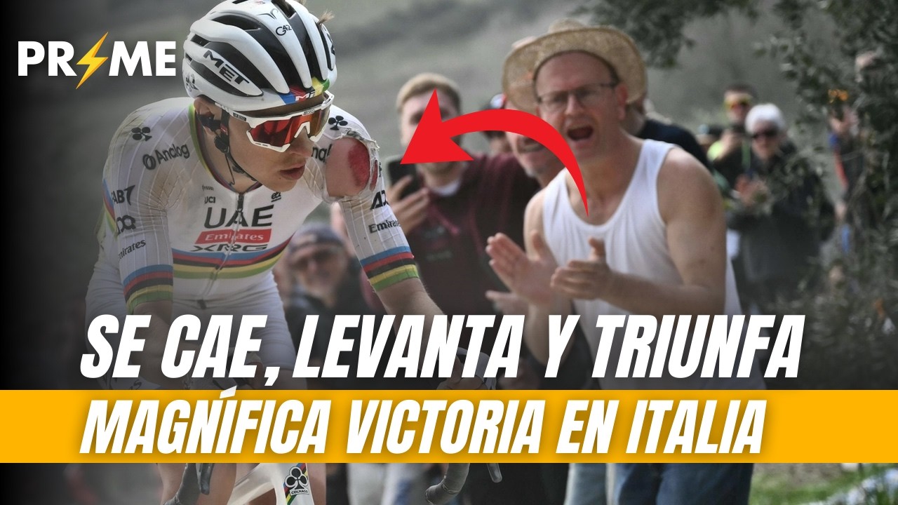 SE CAE, LEVANTA Y TRIUNFA, simplemente Pogacar || Últimos km Strade Bianche 