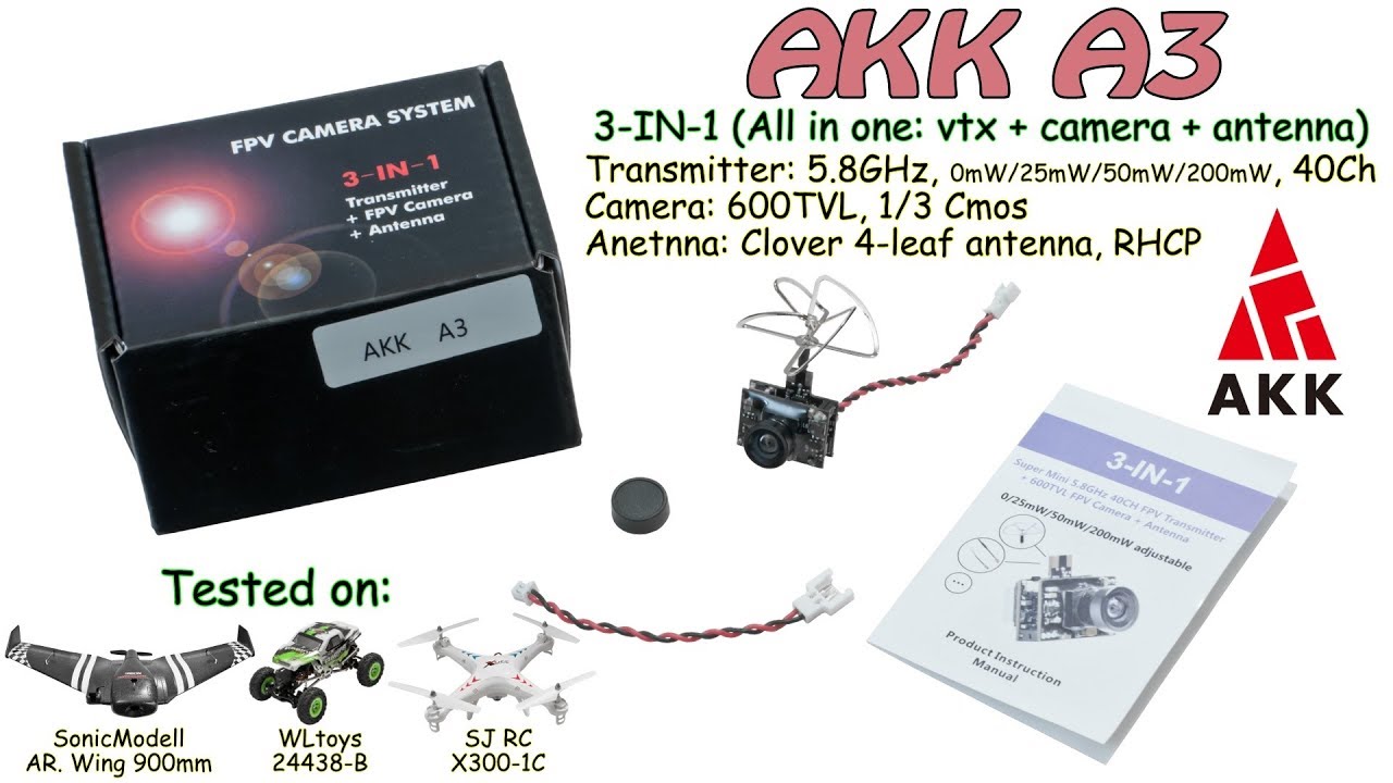 AKK A3 AIO Micro FPV Cam with 5.8GHz 40CH 0/25mW/50mW/200mW