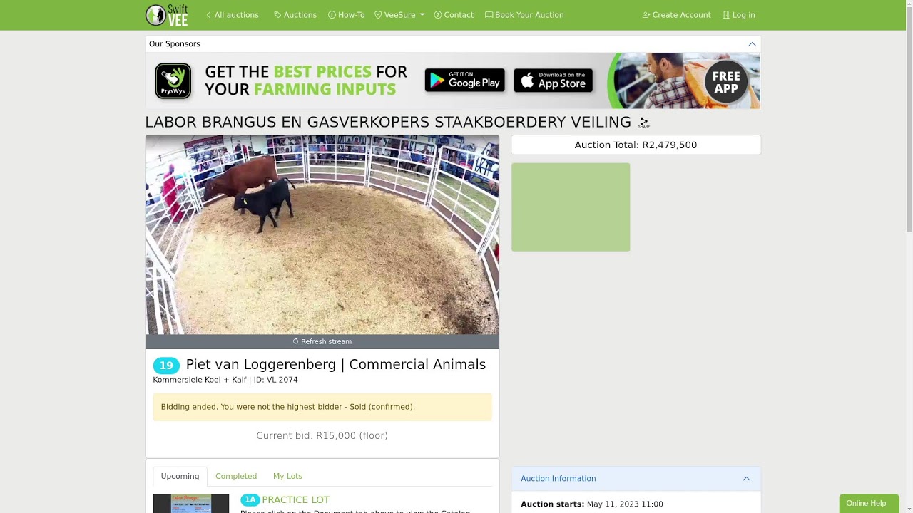 LABOR BRANGUS EN GASVERKOPERS STAAKBOERDERY VEILING