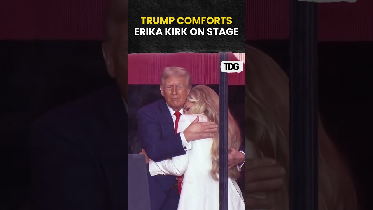  Charliekirkfuneral US President Trump Erika Kirk Share Emotional Embrace At Memorial