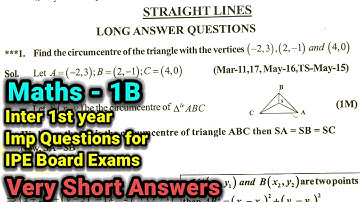 Inter 1st year | Maths-1B|3.Straight Lines chapter |  Important Questions for IPE Very Short Answers
