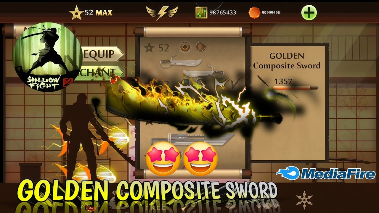 Shadow Fight 2 Mod Golden Composite Sword | No Password & No Virus