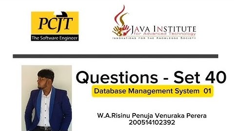 Question Set 40 | Database Management System | Java Institute