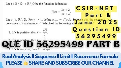CSIR NET Mathematics June 2025 Paper Solution|Question ID 56295499 #RealAnalysis #Limit #Sequence 