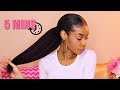 LONG NATURAL HAIR Kinky Straight Clip In Ponytail