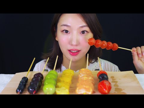 [ASMR] 교정기 떼고 첫 탕후루 도전! | 왕가 탕후루 종류별로 아삭아삭 🍓