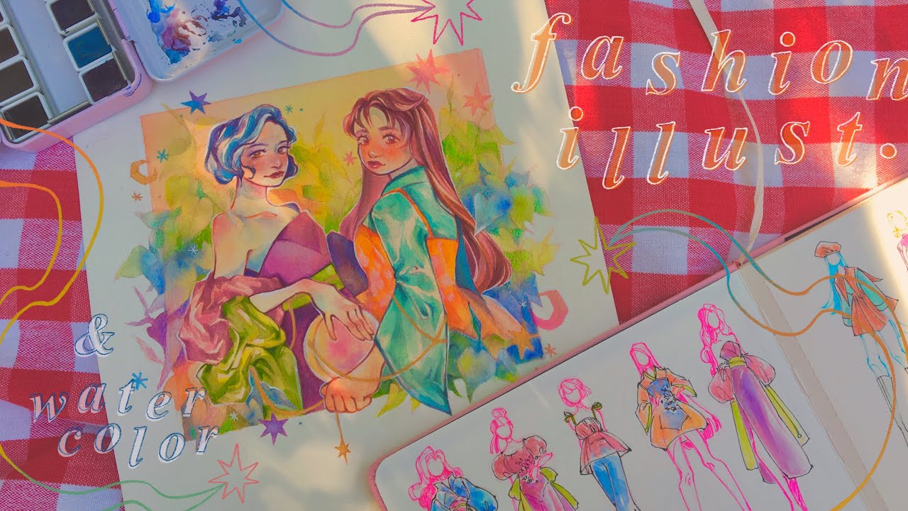 fashion illustration!! designing looks & trying paul rubens watercolors!!