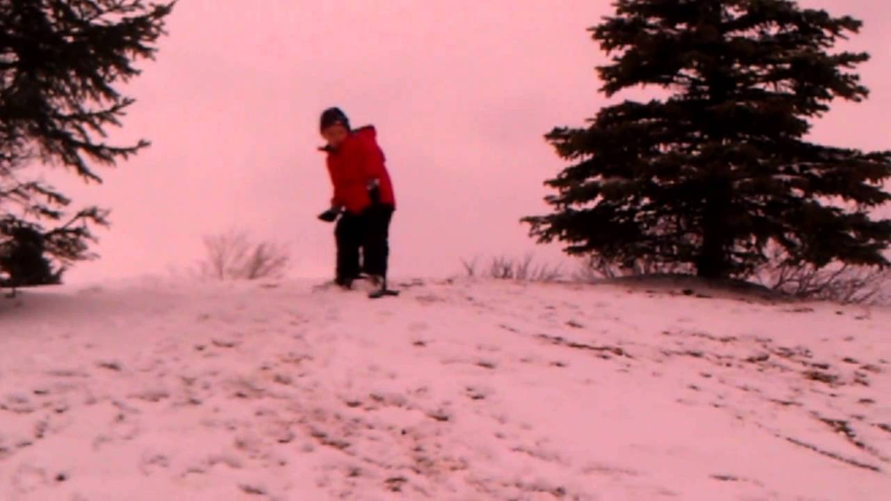 Snowboarding on a golf course