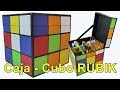 Caja organizadora de cartón cubo rubik. Portalápices