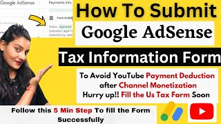 How To Submit Tax Information Form In Google Adsense 2023 | Fill US Tax Form In Google Adsense