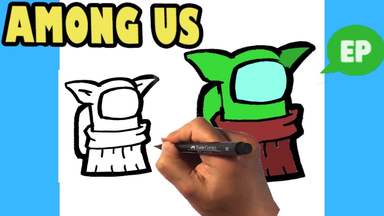 How To Draw Among Us Baby Yoda Easy Drawing For Beginners Youtube