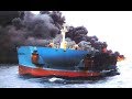 Top 10 Big ships crash after a fire! Sunkin Ships at sea