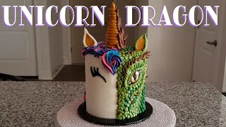 How to decorate an all buttercream UNICORN DRAGON CAKE