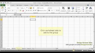 MS Excel 2010 / How to group worksheets