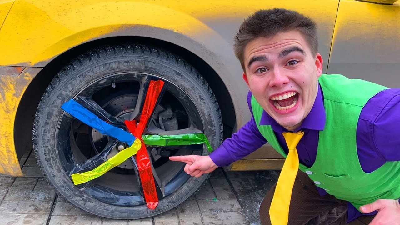 Mr. Joe taped Wheels Car with Colored Scotch Tape & Car Camaro with