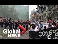 Myanmar protests: Demonstrators appear to train with ethnic armed group as others march the streets