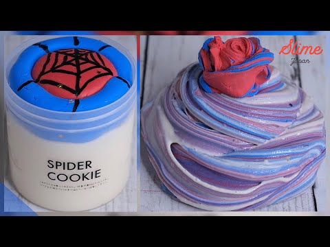 【ASMR】スパイダークッキー❤️?【スライムジャパン】〜シュワッシュワッ！〜 "Spider cookie" DIY sizzly clay slime -No talking-