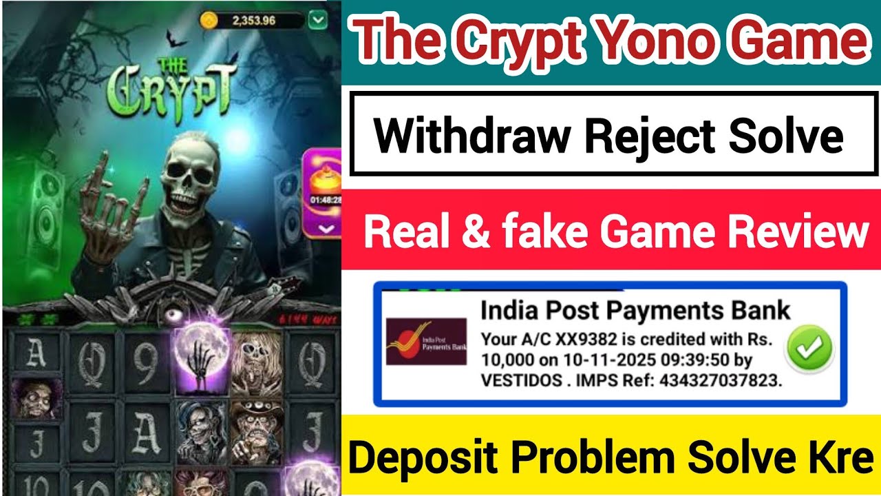 The Crypt Yono Game Win Trick | The Crypt Yono Game Withdraw Proof |  Crypt Yono Game Real or Fake 