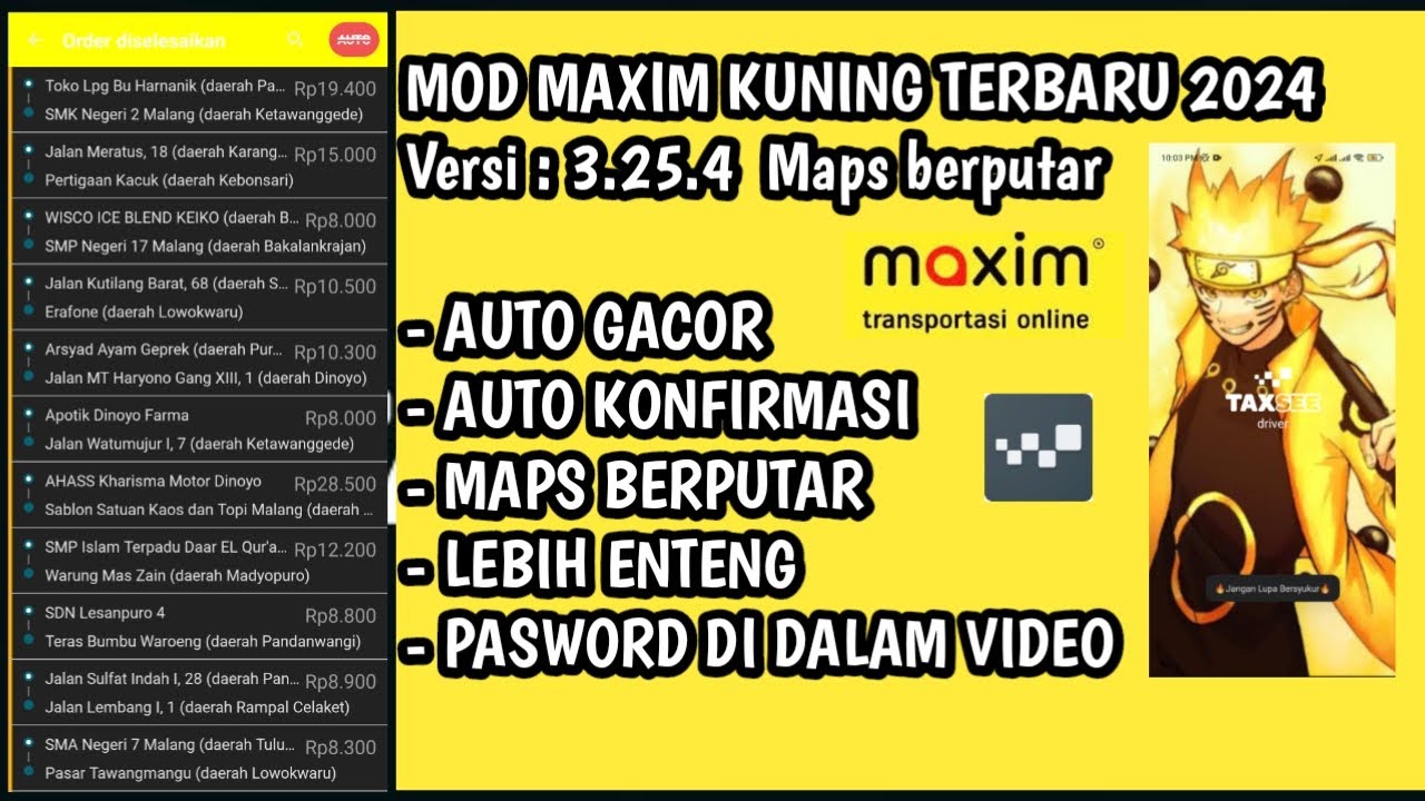 MOD MAXIM TERBARU 2024 AUTO KONFIRMASI MAPS BERPUTAR - YouTube