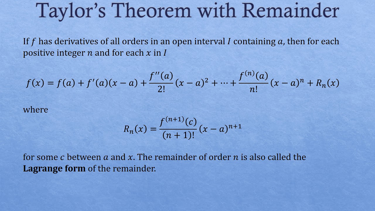 Unit 9 9 3 taylor s theorem lagrange error 2017 2018 youtube