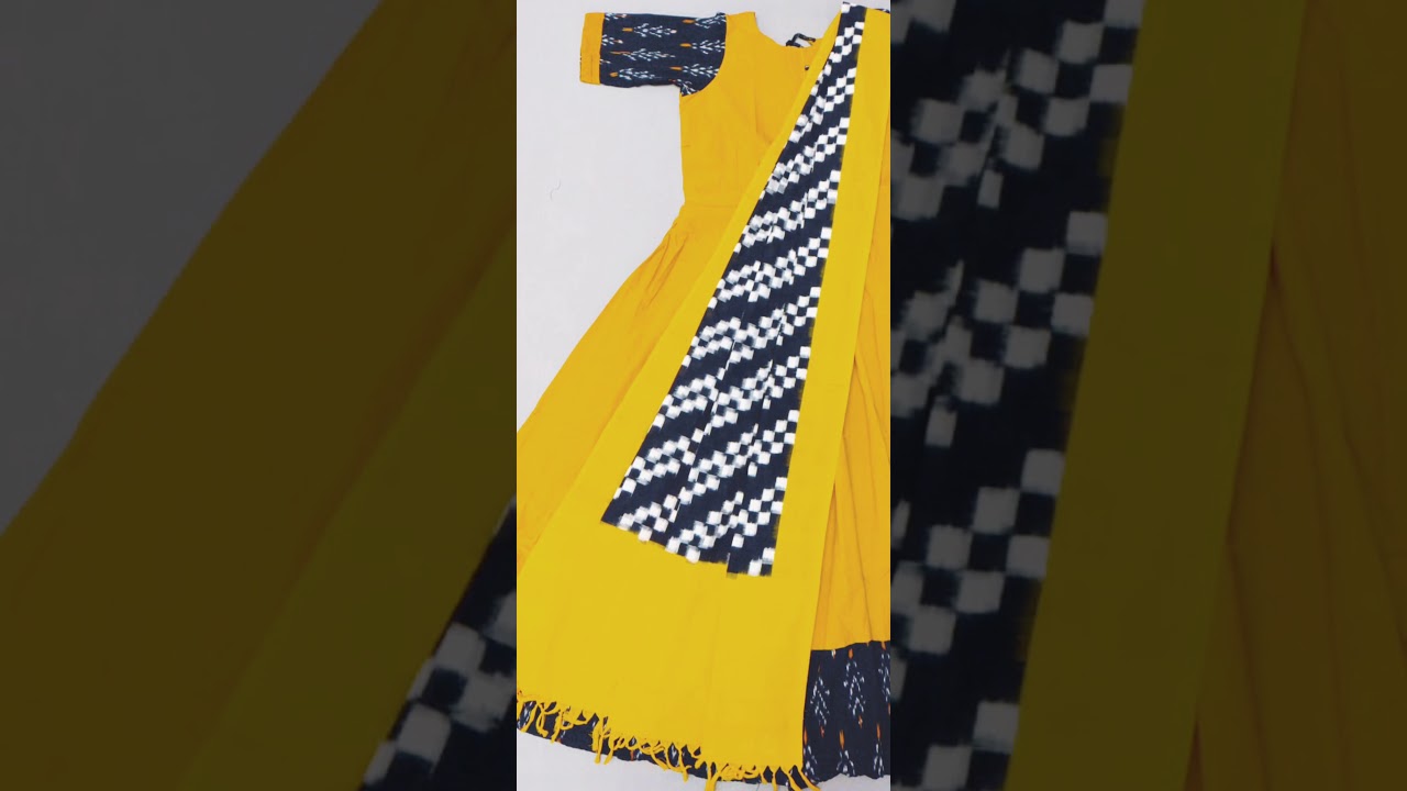 IKKAT PLANE   LONG FROCK WITH DOUBLE IKKAT DHUPATTA