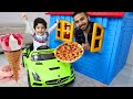 Yusuf took a pizza and ice cream with a cordless car