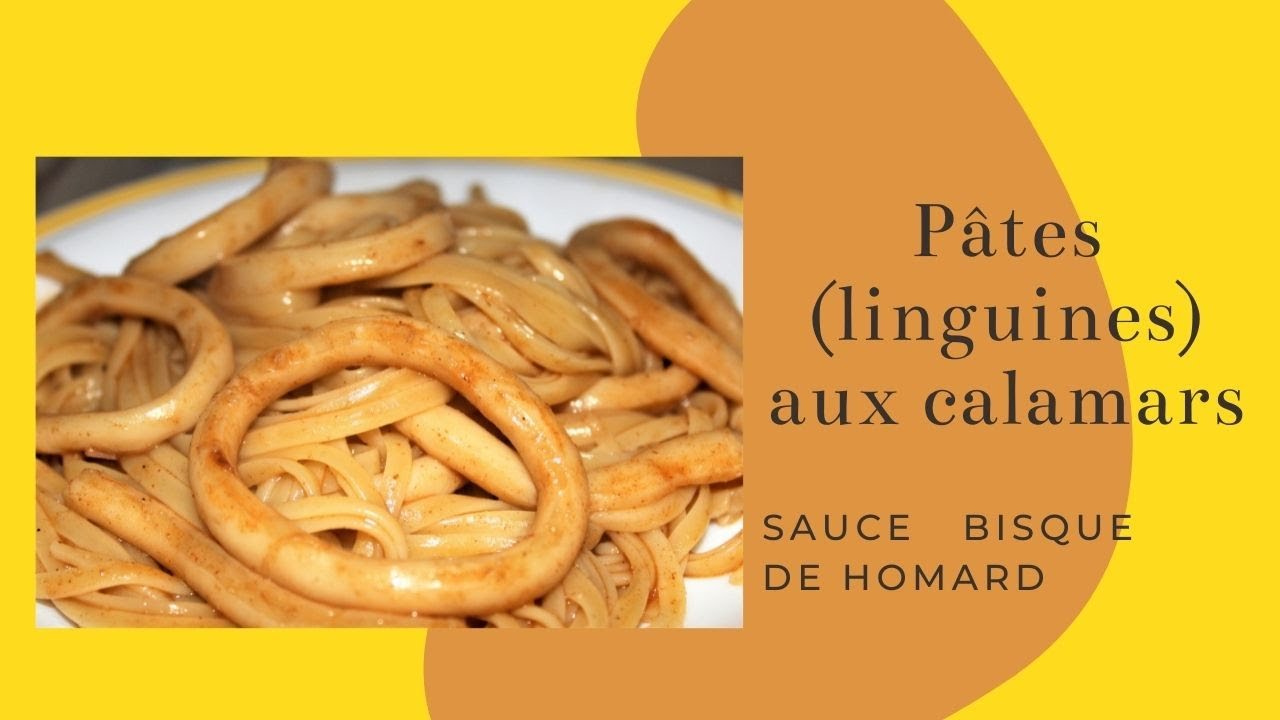 Calamars en sauce à la bisque de homard de linguines