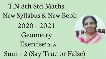 T.N.8th Std Maths  Exercise:5.2  Sum -2 | Chapter - 5 | Geometry.