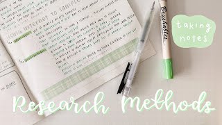 taking research methods in psychology notes, university student notes📓// study with me