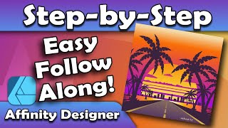 Famous 80s Sunset Drive Follow Along Step by Step Vector Art Tutorial Affinity Designer Profile