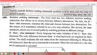 EXPRESSIONS & DECISION MAKING STATEMENTS IN KORN SHELL, UNIT-4 , UNIX BE 5TH SEM CSE
