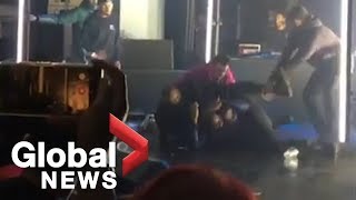 Toronto police say a man is in hospital with life-threatening injuries
after he was stabbed at the danforth music hall tuesday night where
brawl...