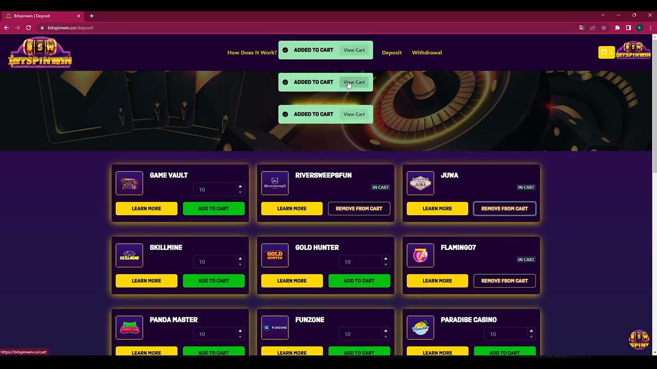 Deposit for BitSpinWin