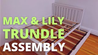 Max Lily Full Wood Bed Frame with Headboard For Kids with Trundle Assembly Dinwiddie Bed w/ Trundle