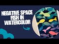 Negative space fish in watercolor