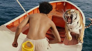 طفل ذكي بيتحبس في البحر مع نمر عنيف🐯فبيحاربو بعض علي البقاء في المركب🔥Life Of Pi