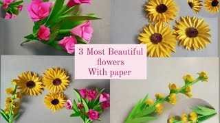 Three/3 most beautiful flowers/ paper craft/diy paper craft / home decor craft