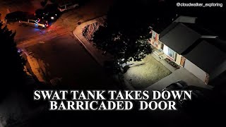 SWAT Tank Breaks Down Barricaded Door in Standoff (Full Video)