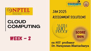 CLOUD COMPUTING Week 2 Solution Answers 2025 (January) #nptel #swayam #iit