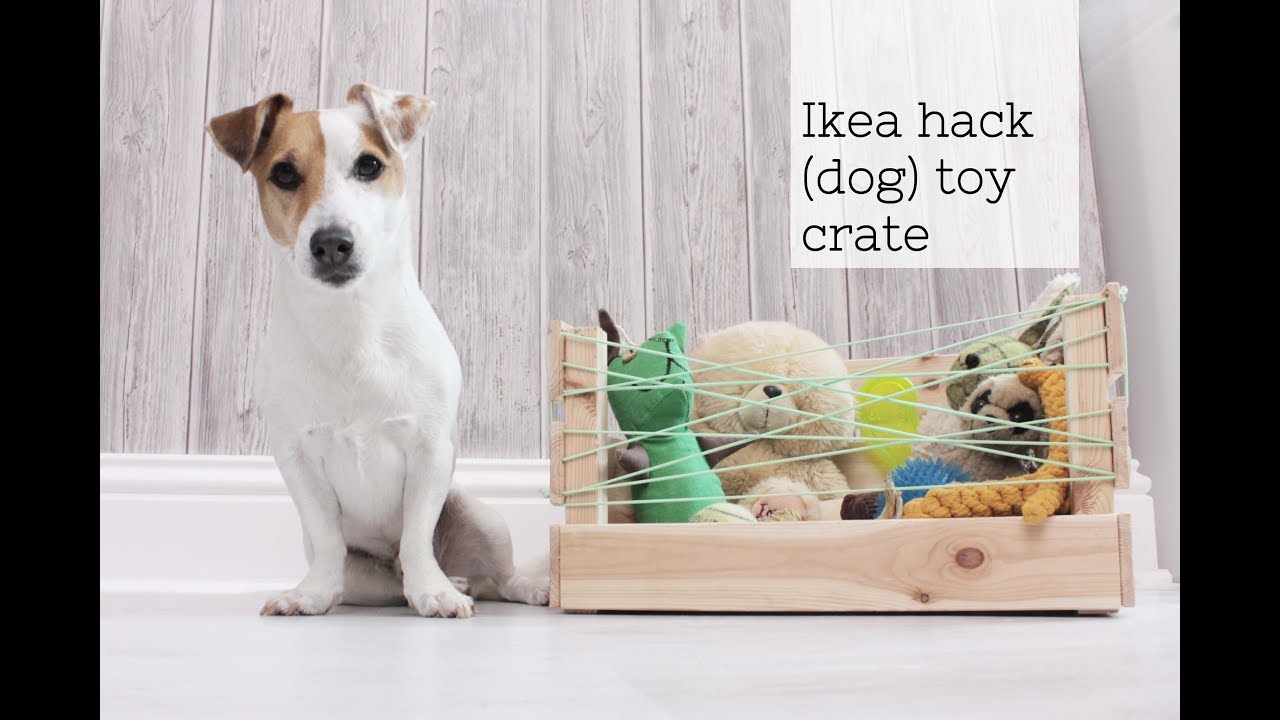 Ikea crate hack to (dog) toy storage 