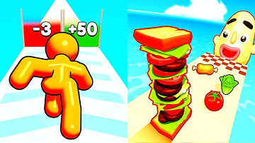 Tall Man Run vs Sandwich Runner 🏃🥪 Max Level Gameplay Walkthrough Android iOS K6N8