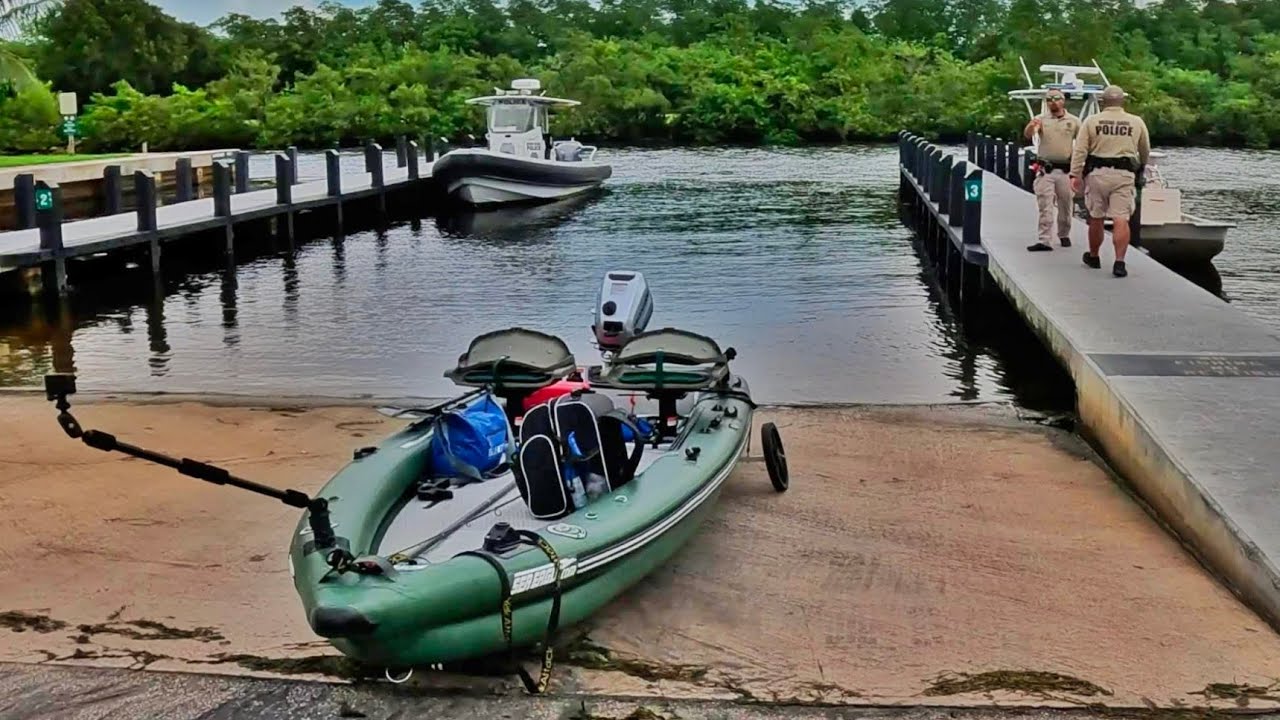 POLICE!!!!!!! super interested in my boat! Sea Eagle Fishskiff16 5HP and 1.5 Outboards Sea Trial