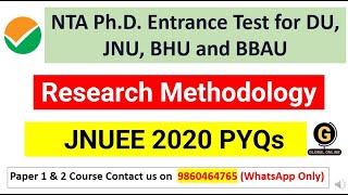 NTA PhD Entrance Test 2023 |JNU 2020 PYQs On Research Methodology |NTA 2023 | Research Methodology