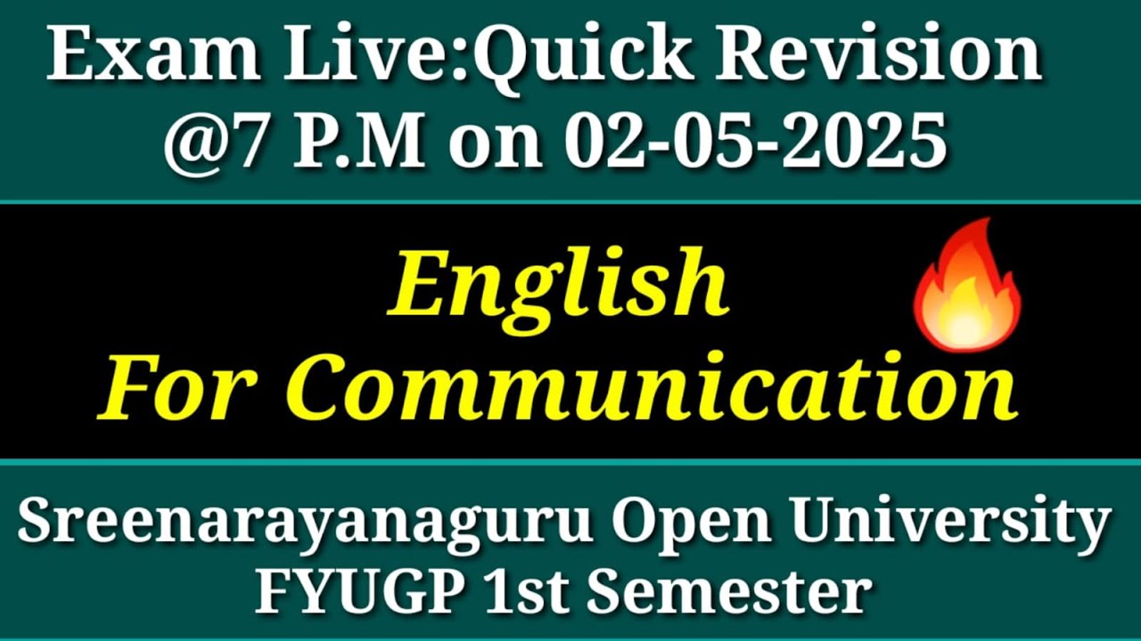 Exam Live: Quick Revision | English for Communication | SGOU
