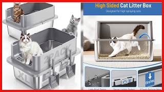 Jotesnew 2 Pack XL Stainless Steel Cat Litter Boxes: Durable, Odor-Resistant, and Easy to Clean